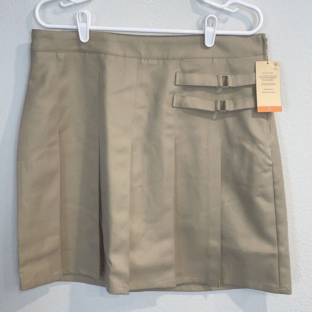 FRENCH TOAST GIRLS' Khaki Adjustable Waist Scooter Skirt Shorts Size 18.5 Plus